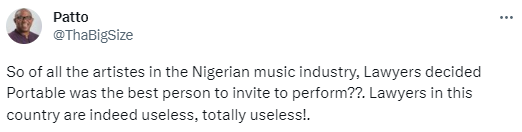 Mixed reactions as Portable performs at Nigerian Bar Association